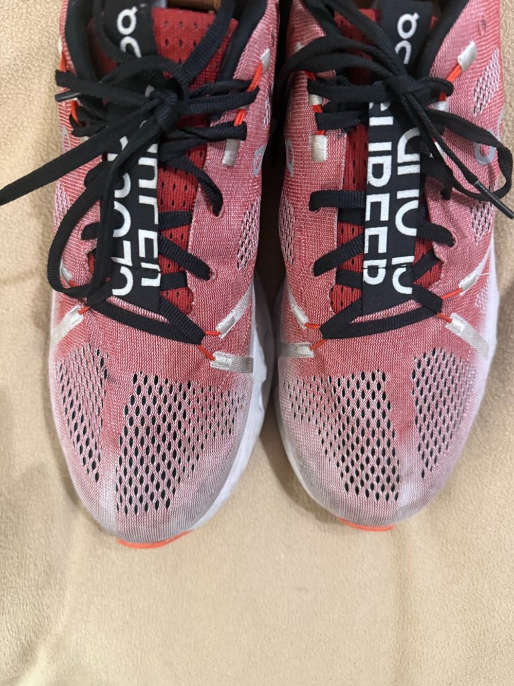 ON CLOUD RED AND GREY SNEAKERS SIZE 14